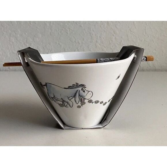 Disney Winnie The Pooh and Friends Flower Chain Ramen Noodle Bowl Chopsticks NEW - Picture 4 of 8